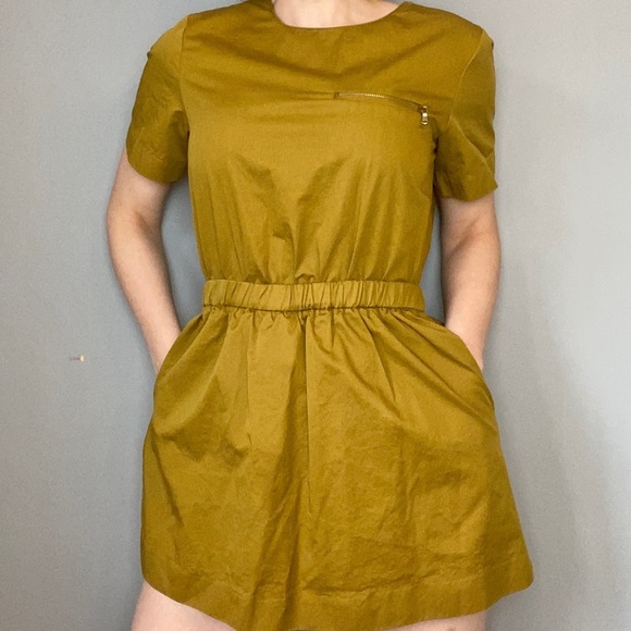 Zara Pants - Zara Trafaluc Mustard Yellow, Short-Sleeved, 100% Cotton Skort Romper